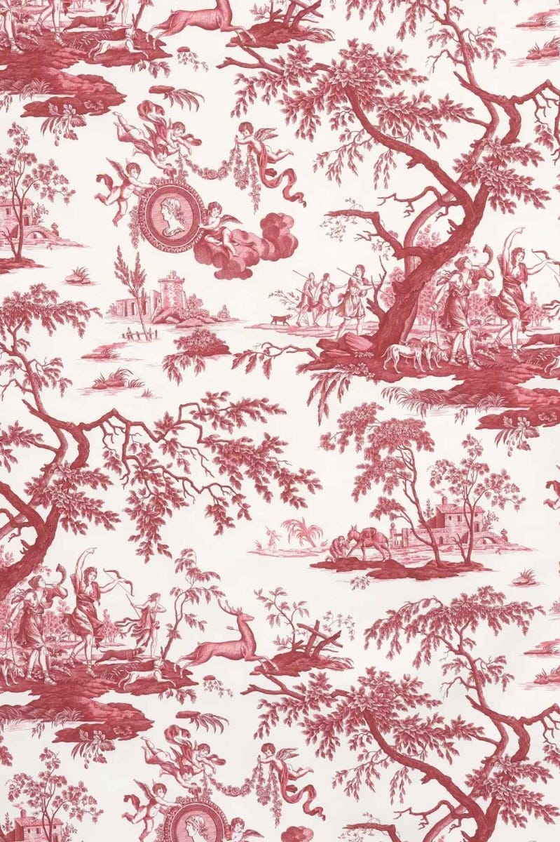 Tissu Cotton Free Spirit - Impression Toile Cambridge Common (Blanc & Rouge) - 1 Yard (0.91m) - Neuf
