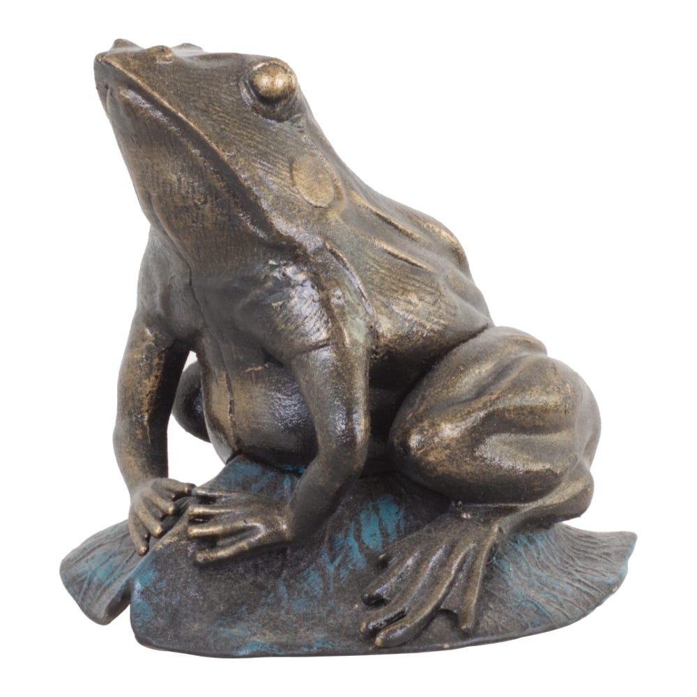 Cast Iron Antique Bronzed Frog On Lotus Leaf Ornament – Foy Co