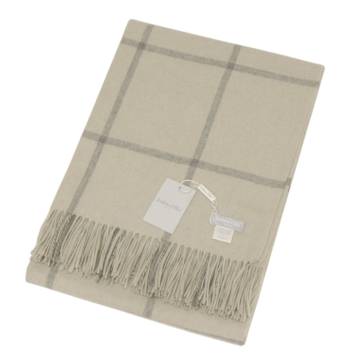 Joshua Ellis Light Grey/Beige Check Throw