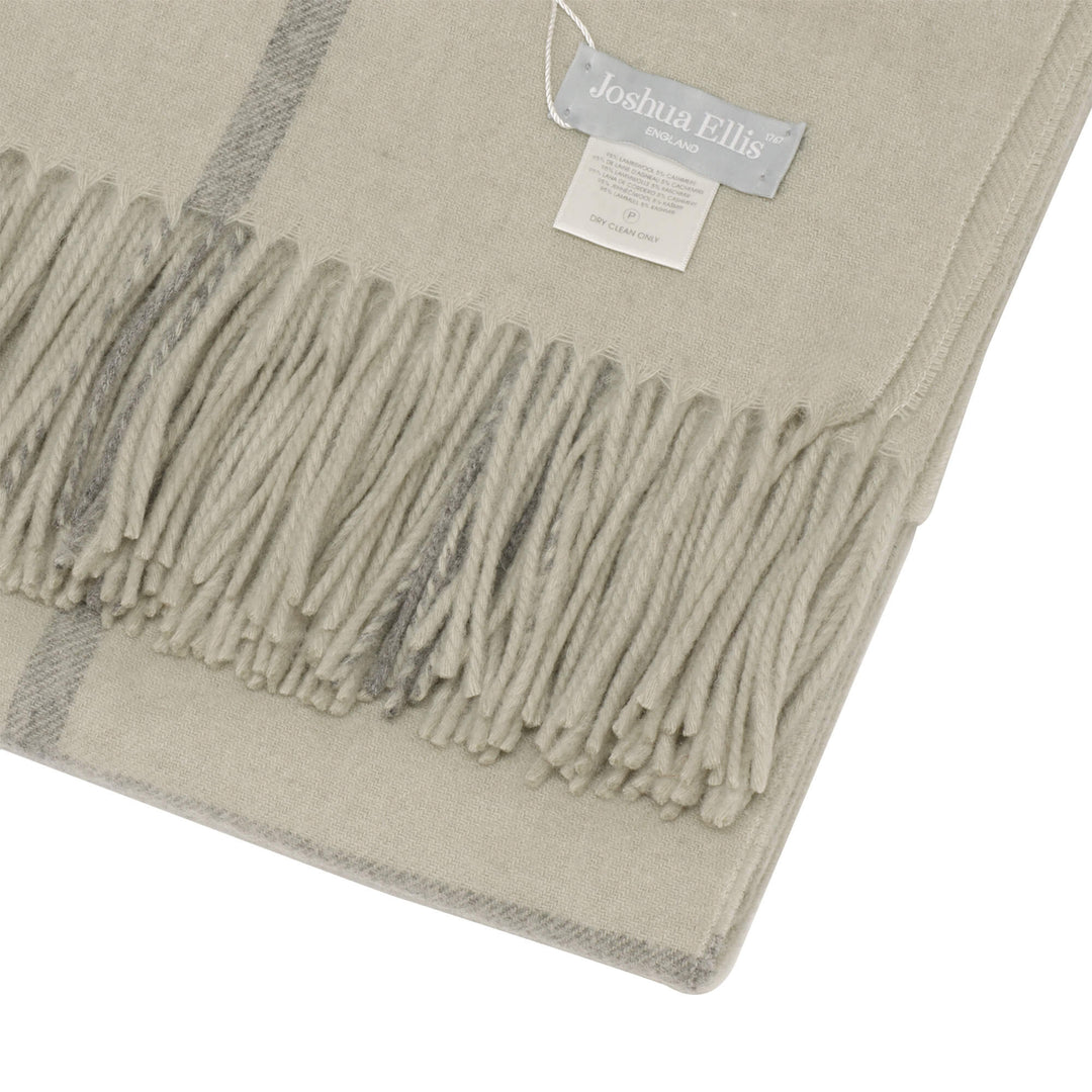 Joshua Ellis Light Grey/Beige Check Throw