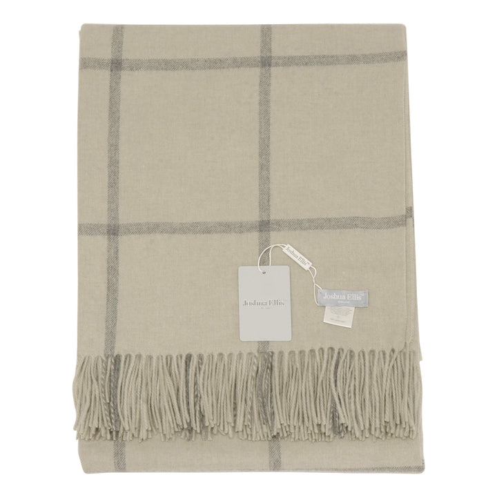 Joshua Ellis Light Grey/Beige Check Throw