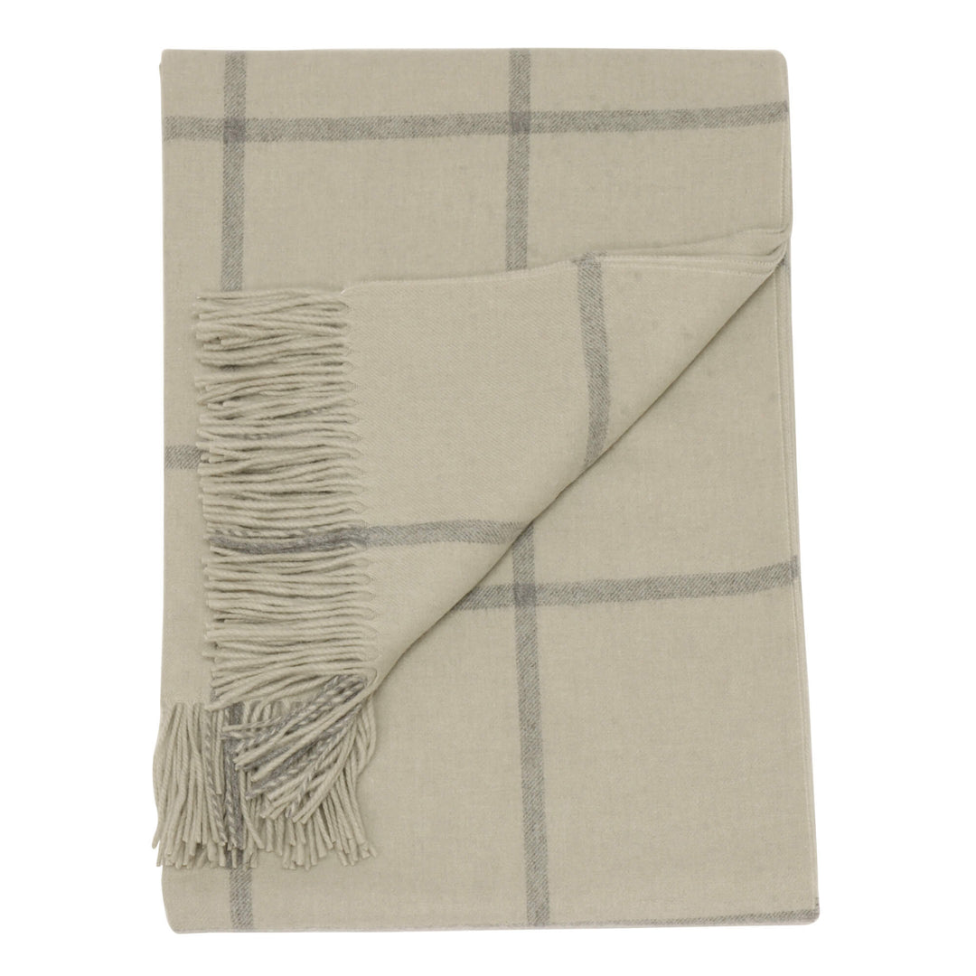 Joshua Ellis Light Grey/Beige Check Throw