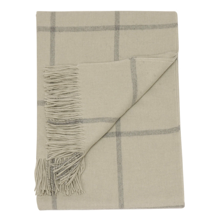 Joshua Ellis Light Grey/Beige Check Throw