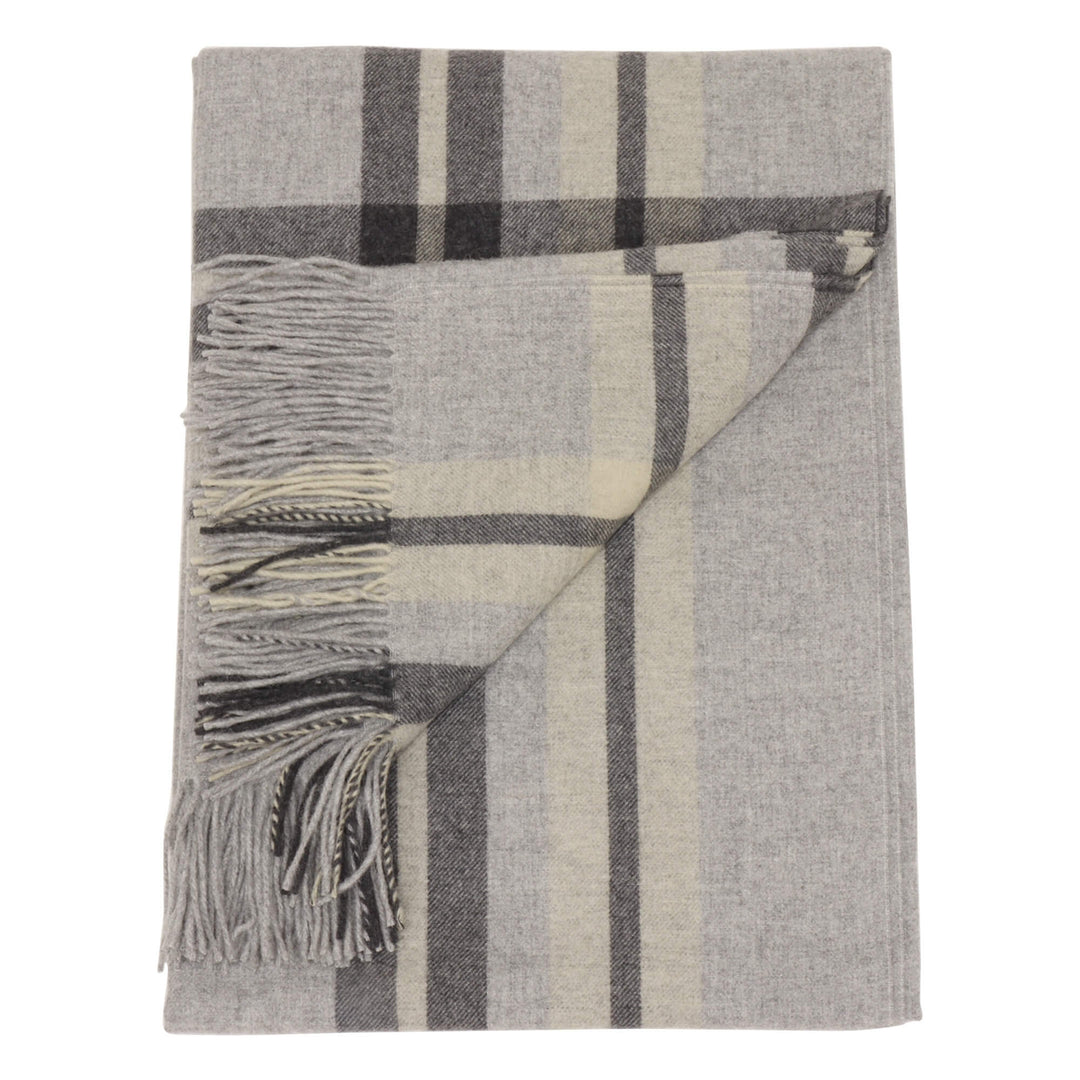 Joshua Ellis Classic Check Light Grey Throw