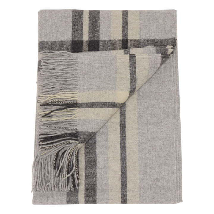Joshua Ellis Classic Check Light Grey Throw