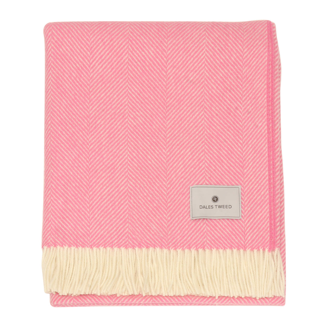 Bronte Herringbone Throw Bubblegum Pink