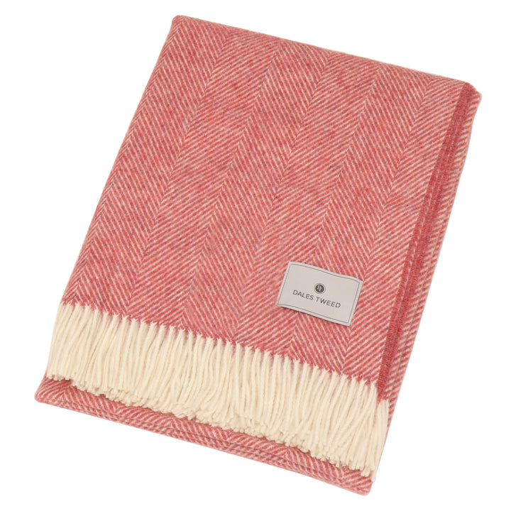Bronte Herringbone Wool Throw Raspberry Ripple