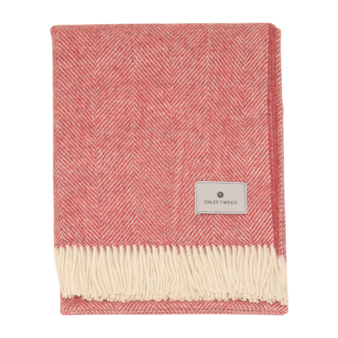 Bronte Herringbone Wool Throw Raspberry Ripple