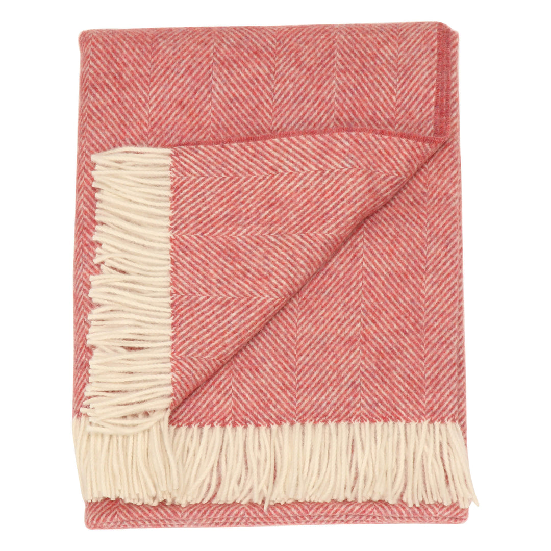 Bronte Herringbone Wool Throw Raspberry Ripple