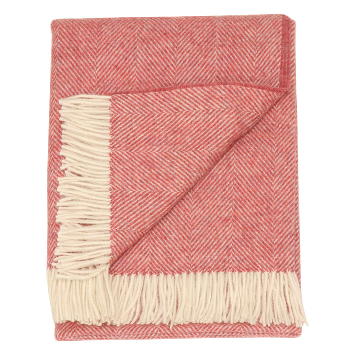 Bronte Herringbone Wool Throw Raspberry Ripple