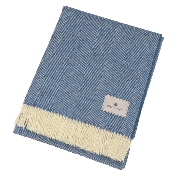 Bronte Herringbone Wool Throw Blueberry