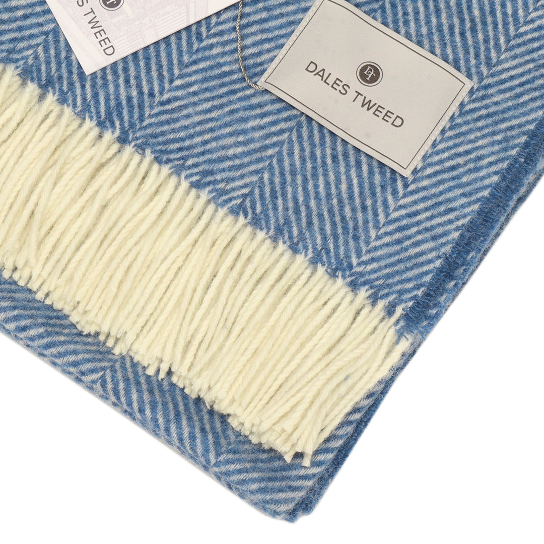 Bronte Herringbone Wool Throw Blueberry