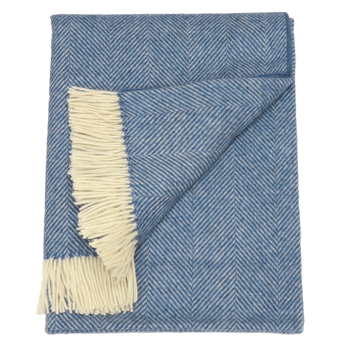 Bronte Herringbone Wool Throw Blueberry