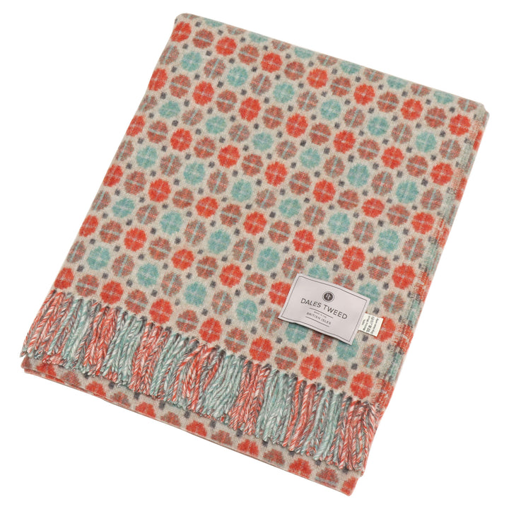 Dales By Moon Milan Merino Wool Throw Coral/Mint