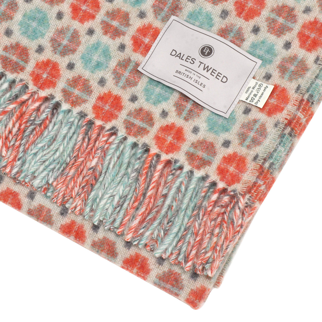 Dales By Moon Milan Merino Wool Throw Coral/Mint