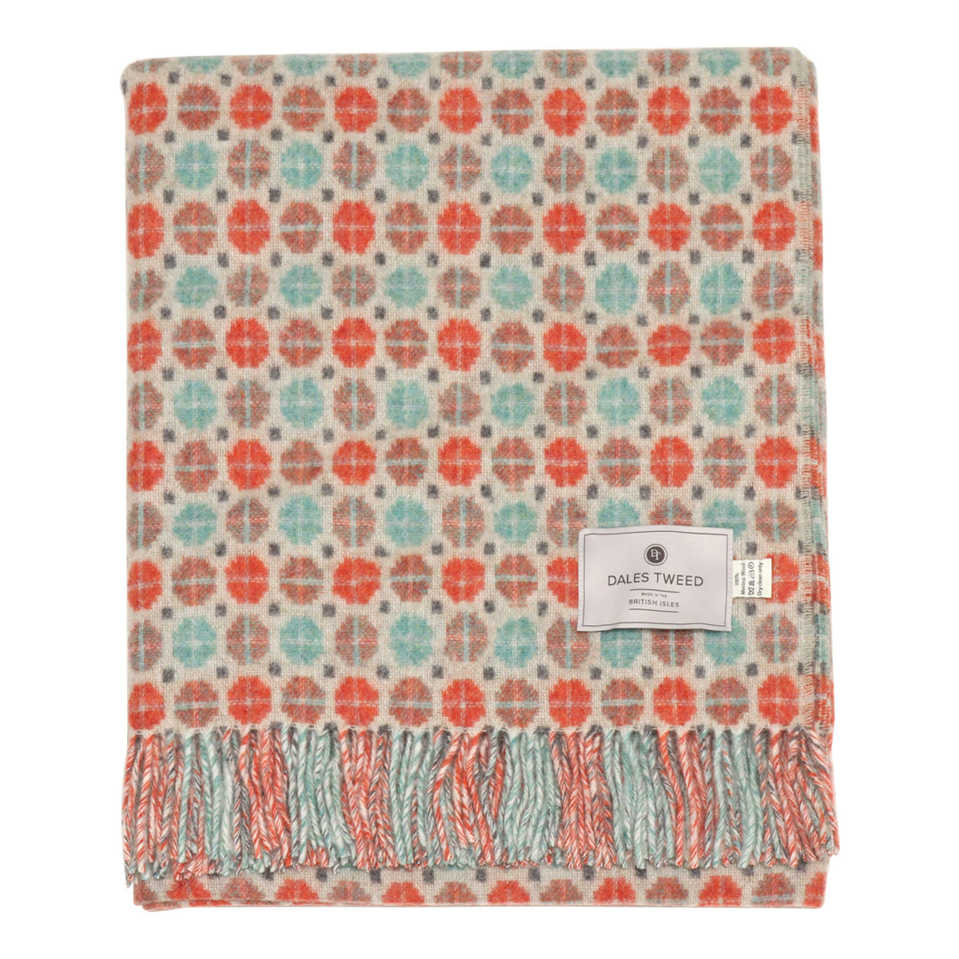 Dales By Moon Milan Merino Wool Throw Coral/Mint