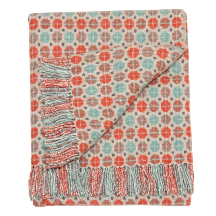 Dales By Moon Milan Merino Wool Throw Coral/Mint