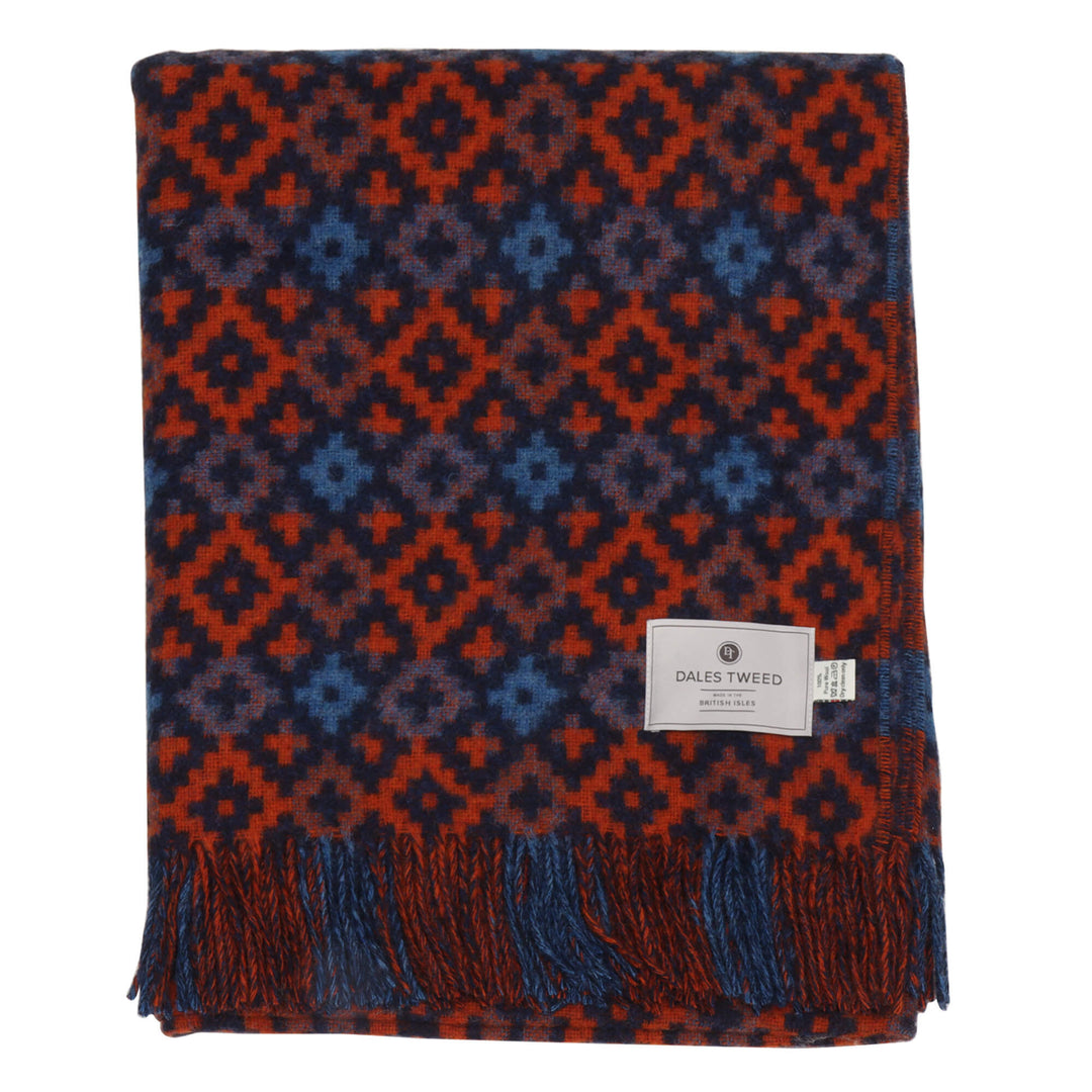 Dales By Moon Dartmouth Wool Throw Navy/Brick