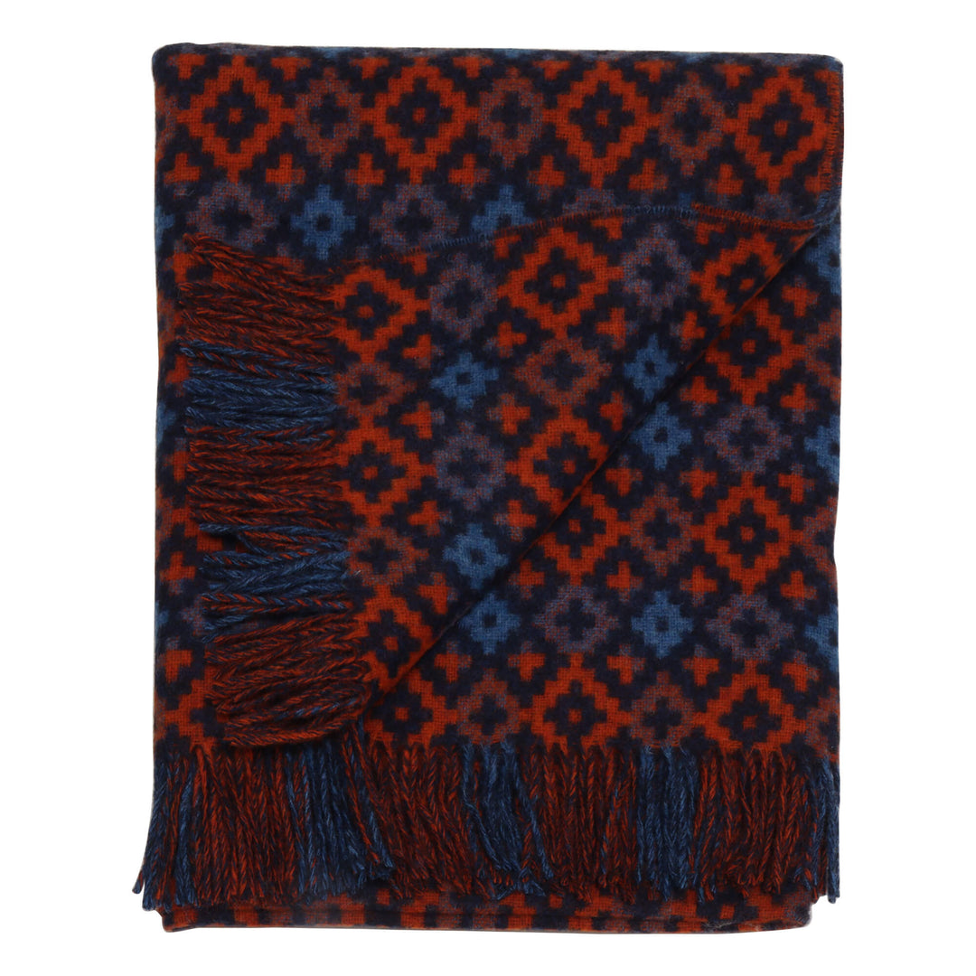 Dales By Moon Dartmouth Wool Throw Navy/Brick