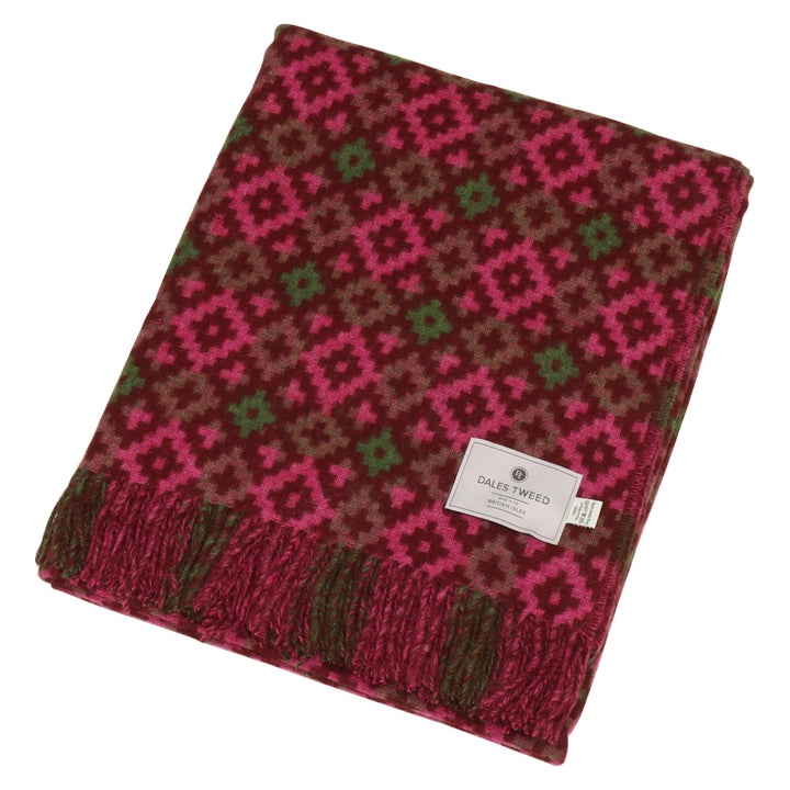 Dales By Moon Dartmouth Wool Throw Burgundy/Pink