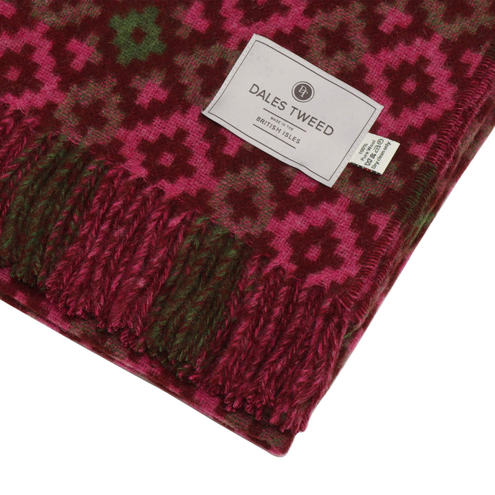 Dales By Moon Dartmouth Wool Throw Burgundy/Pink