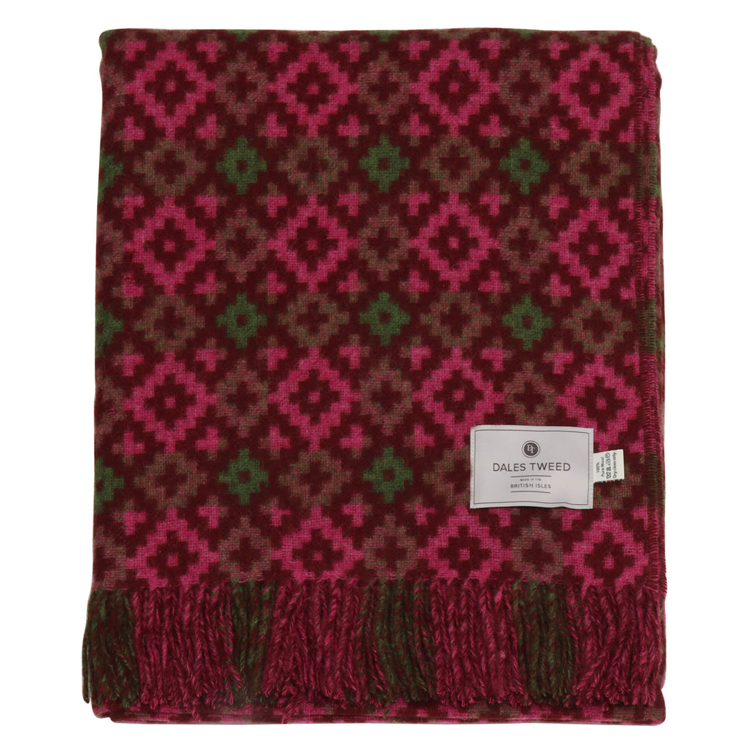 Dales By Moon Dartmouth Wool Throw Burgundy/Pink