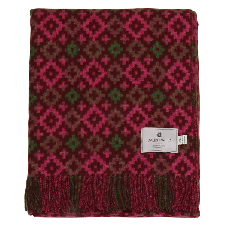 Dales By Moon Dartmouth Wool Throw Burgundy/Pink