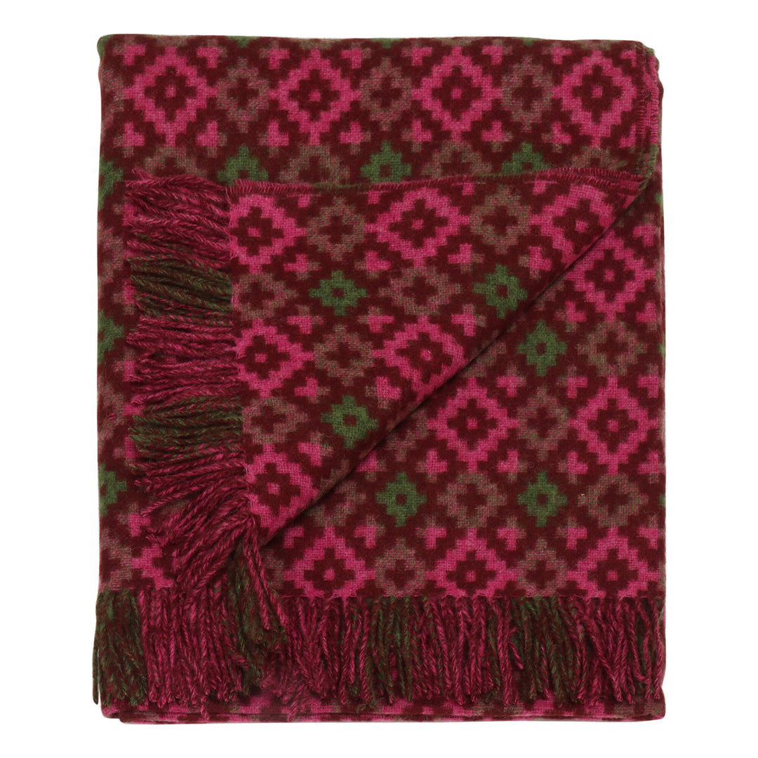Dales By Moon Dartmouth Wool Throw Burgundy/Pink