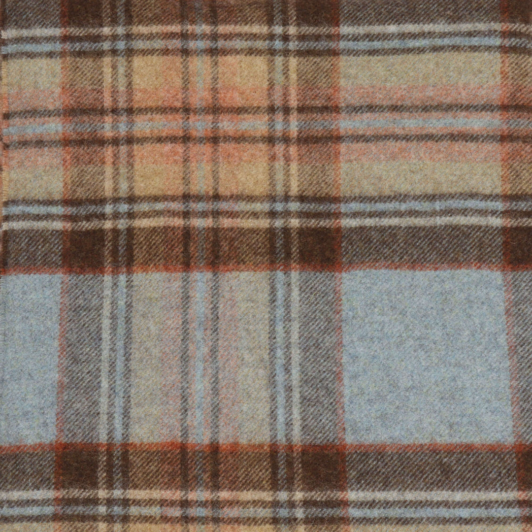 Dales By Moon Bramble Plaid Wool Throw Muted Blue