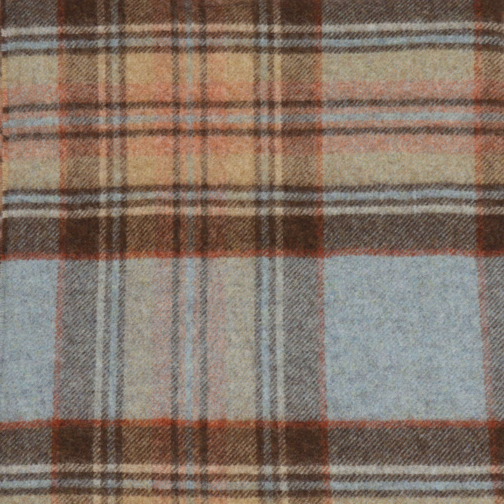 Dales By Moon Bramble Plaid Wool Throw Muted Blue