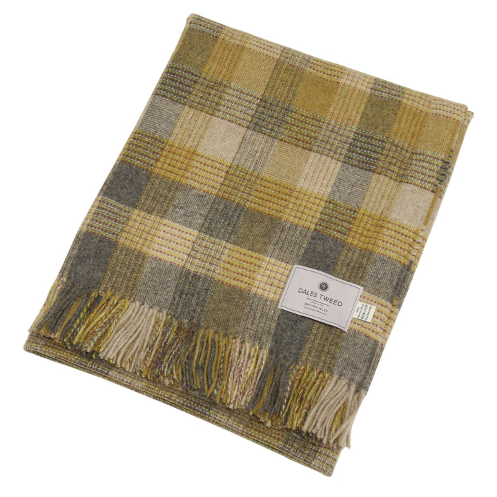 Dales By Moon Patchwork Check Wool Throw Gold