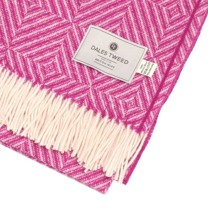 Dales By Moon Bright Diamond Merino Wool Throw Fuschia