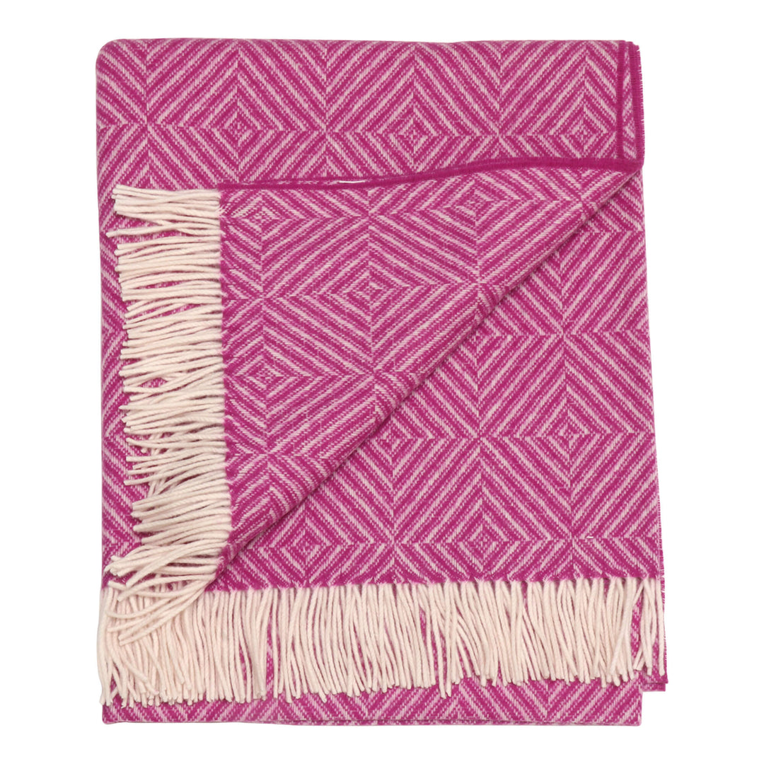 Dales By Moon Bright Diamond Merino Wool Throw Fuschia