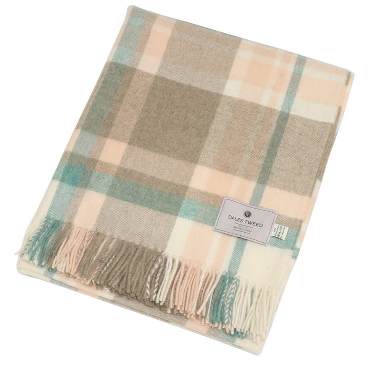 Dales By Moon Portree Merino Wool Throw Natural/Rose