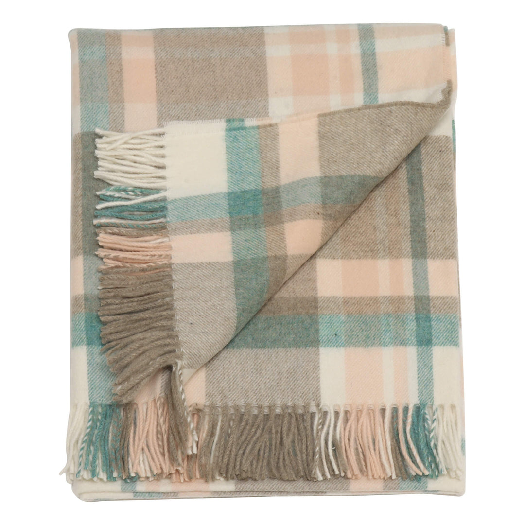 Dales By Moon Portree Merino Wool Throw Natural/Rose