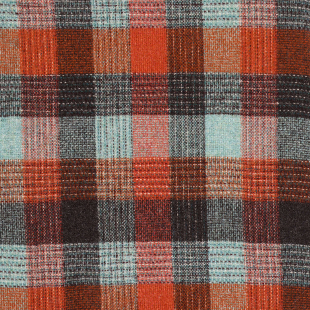 Dales By Moon Patchwork Check Wool Throw Rust