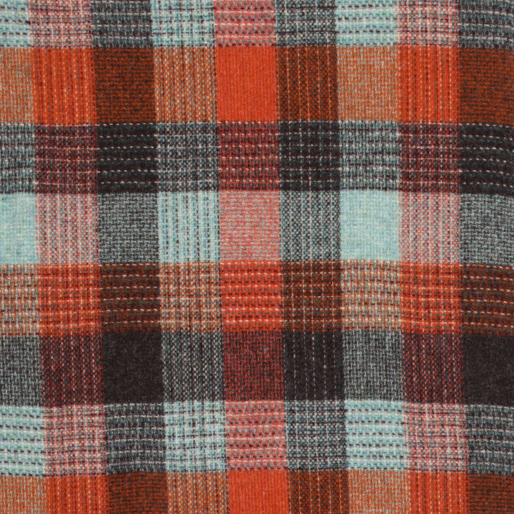 Dales By Moon Patchwork Check Wool Throw Rust