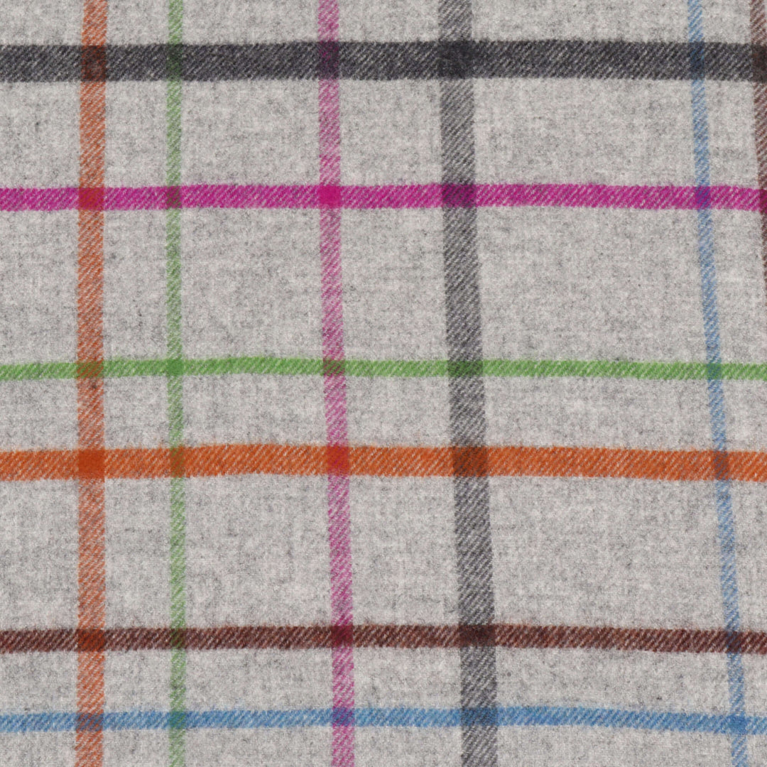 Dales By Moon Windowpane Check Merino Wool Throw Grey/Multi