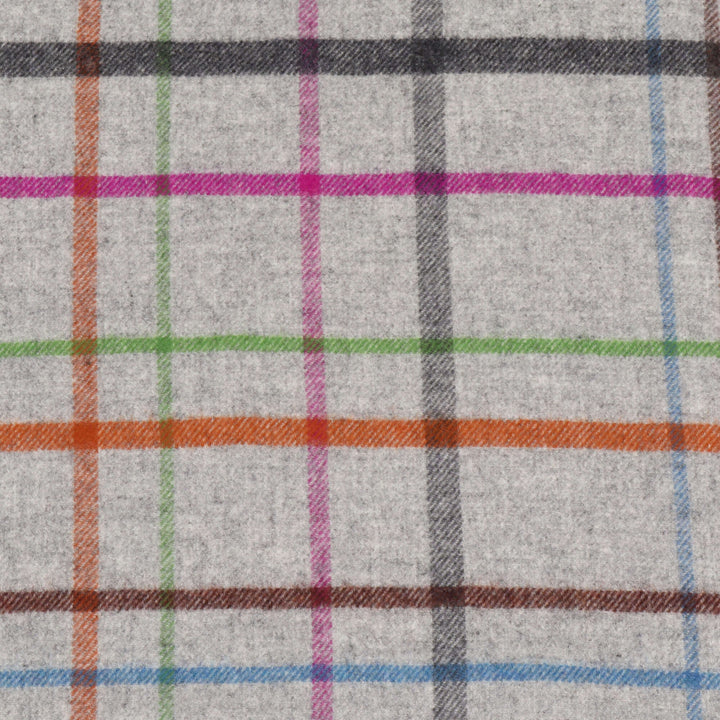 Dales By Moon Windowpane Check Merino Wool Throw Grey/Multi