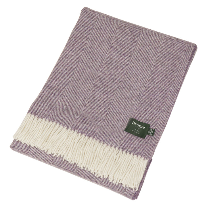 Bronte By Moon Herringbone Wool XL Throw Lavender