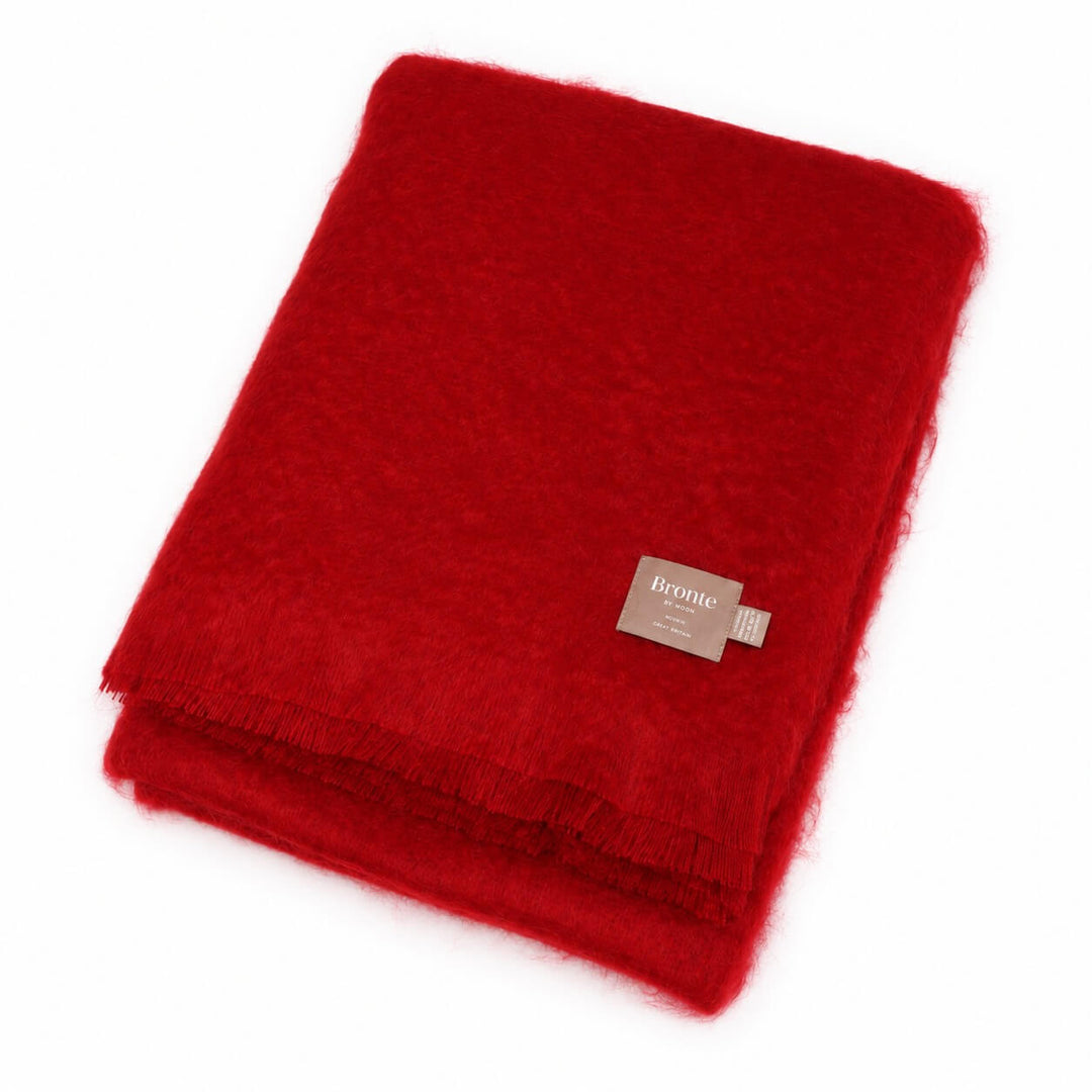 Bronte By Moon Luxury Mohair Wool Throw Berry Red