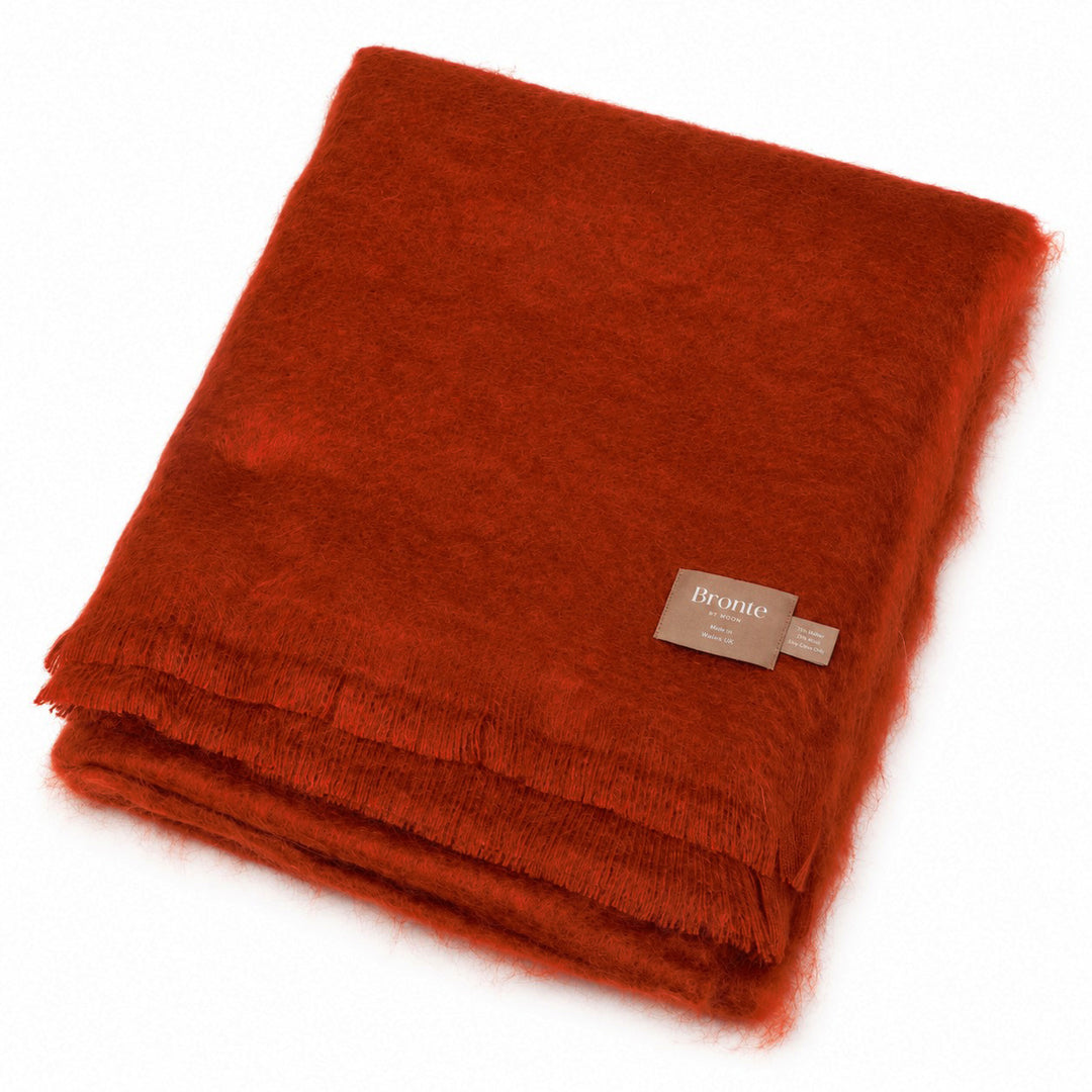 Bronte By Moon Luxury Mohair Wool Throw Lacquer Red