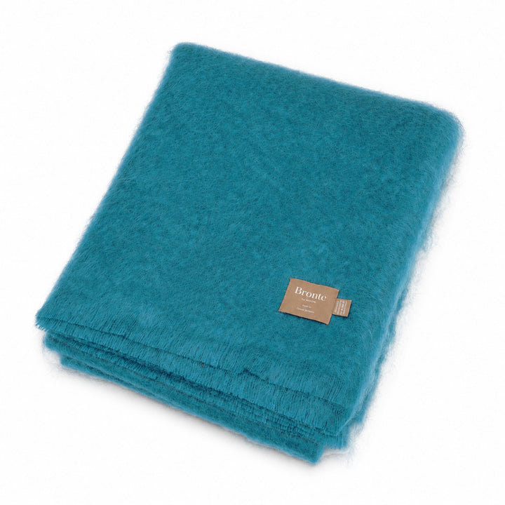 Bronte By Moon Luxury Mohair Wool Throw Teal