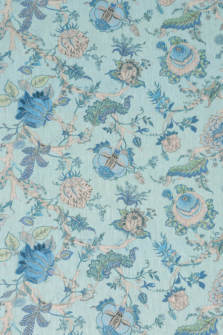Bukhara Floral Cyan Double Width Fabric