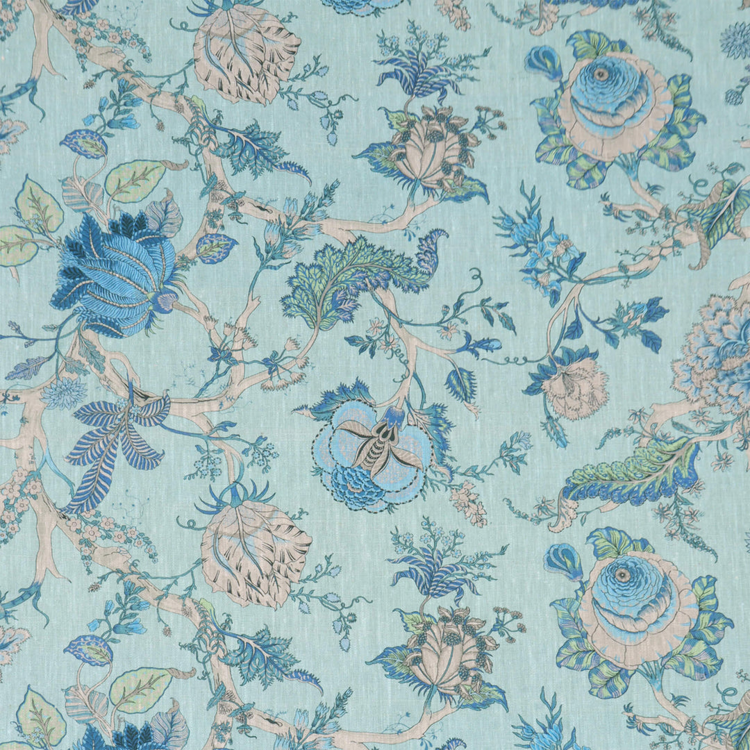 Bukhara Floral Cyan Double Width Fabric