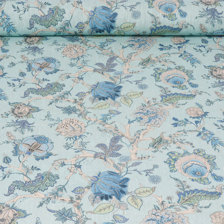 Bukhara Floral Cyan Double Width Fabric