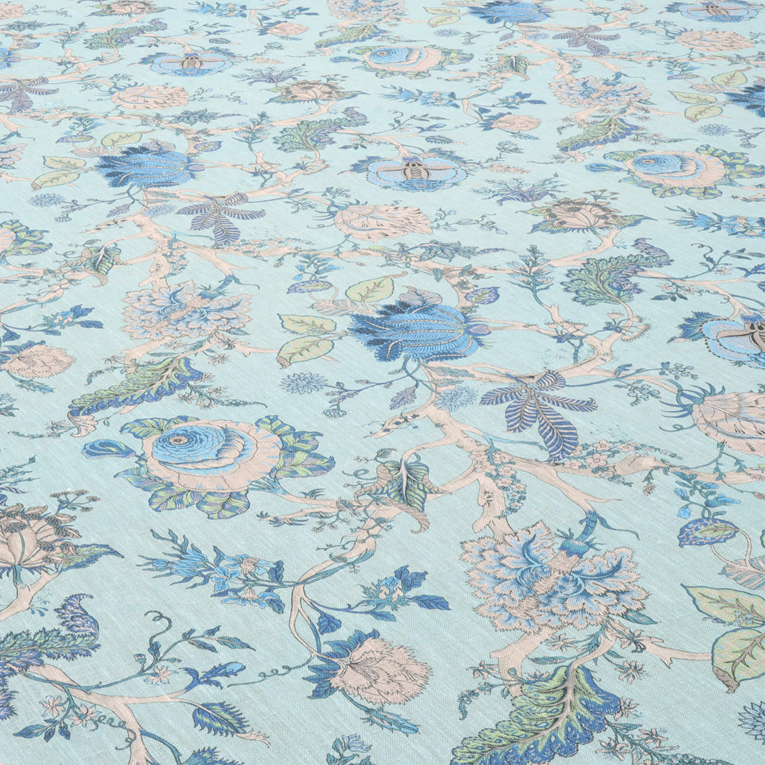 Bukhara Floral Cyan Double Width Fabric