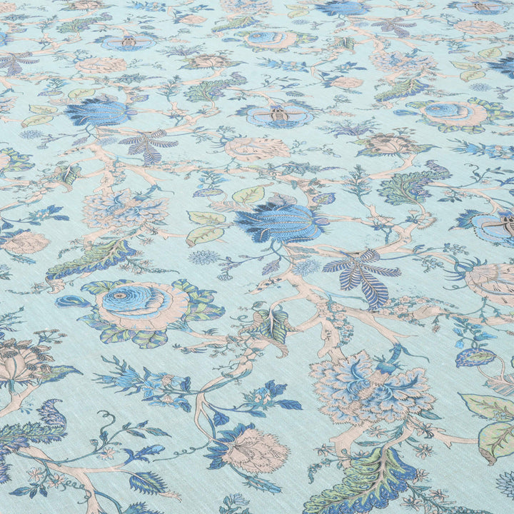 Bukhara Floral Cyan Double Width Fabric