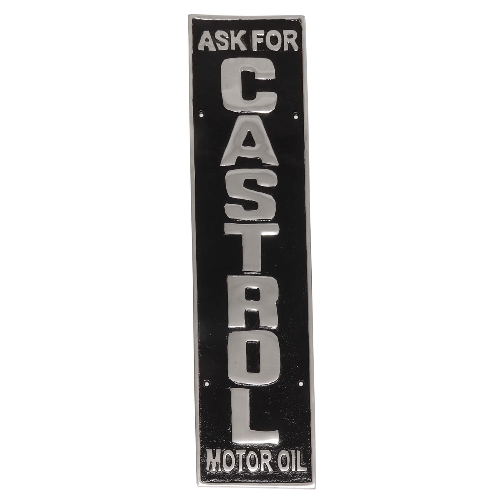 Castrol Ask For Black Aluminium Cast Iron Wall Sign – Foy & Co Interiors