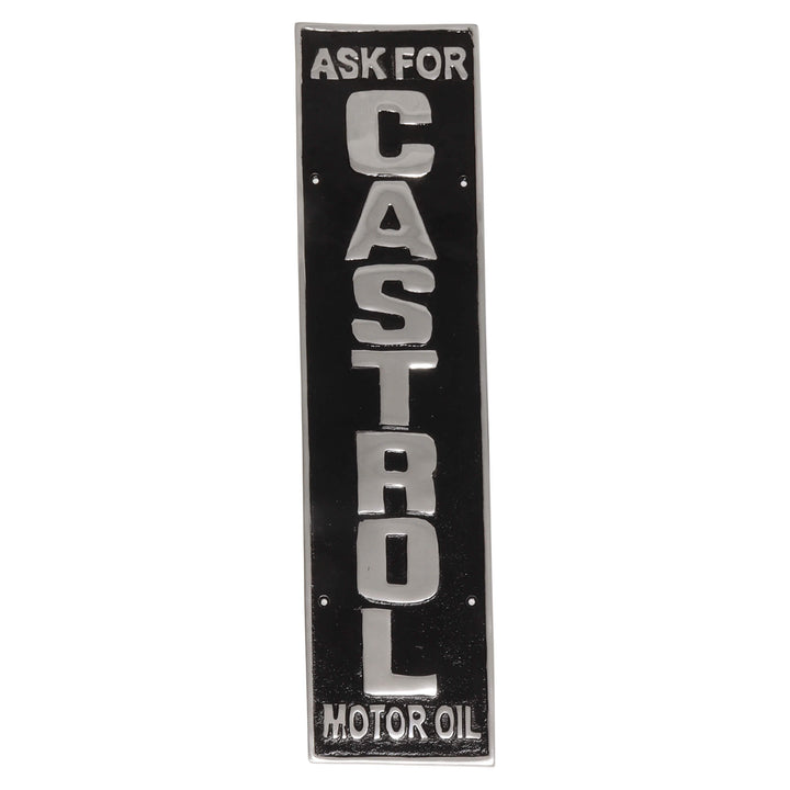 Castrol Ask For Black Aluminium Cast Iron Wall Sign